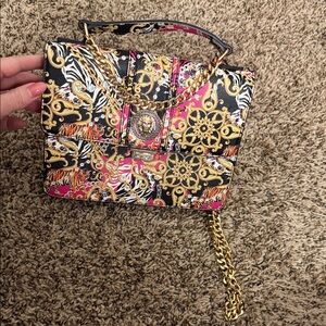 Aldo Black and Gold Patterned Mini Bag